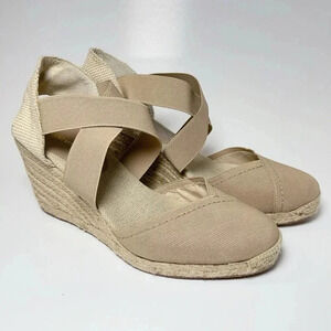 Adrienne Vittadini  Brodyankle Strap Wedge Tan Espadrilles